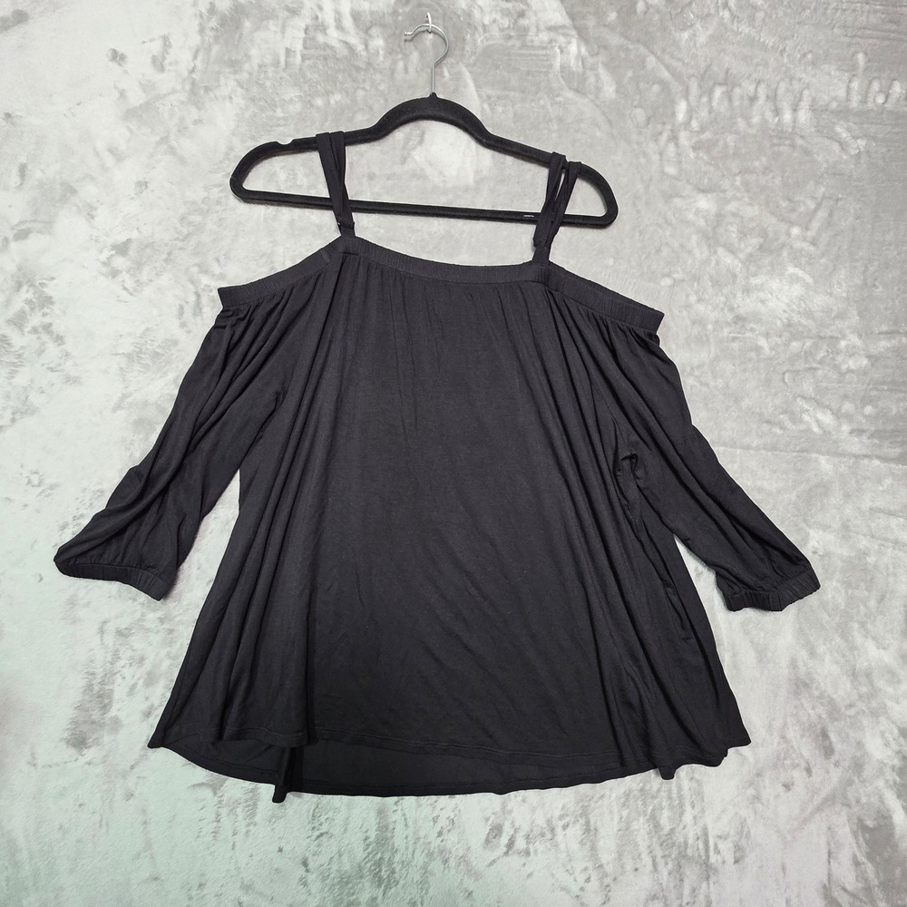 Torrid Womens Black Smock Cold Shoulder Top Size 0 Adjustable Straps 10456374